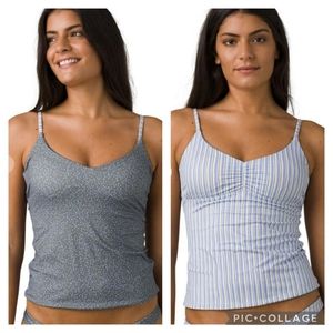 Prana Jess Reversible Tankini Top Army Spots & Stripes size Medium